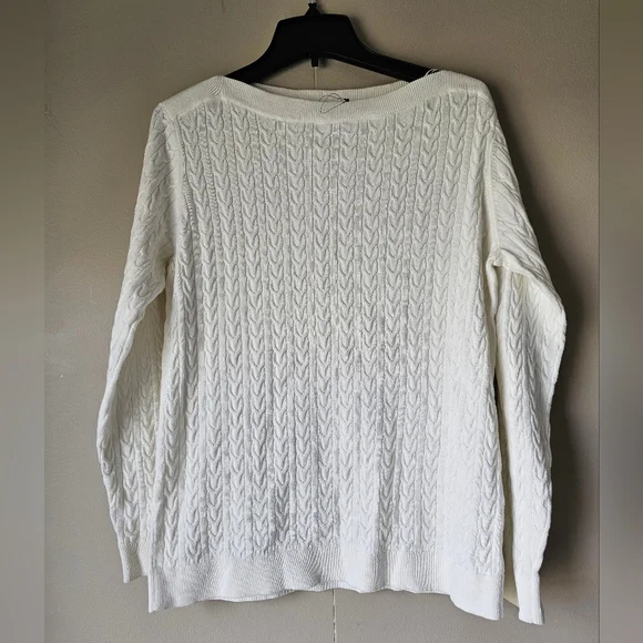 Tommy Hilfiger White Cable Knit Sweater - Picture 3 of 16